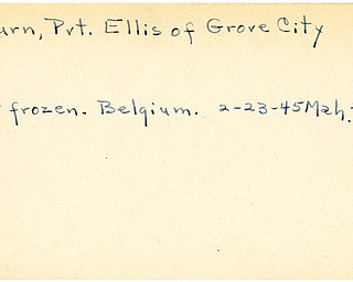 World War II, Vindicator, Ellis Osburn, Grove City, wounded, feet frozen, Belgium, 1945, Mahoning, Trumbull