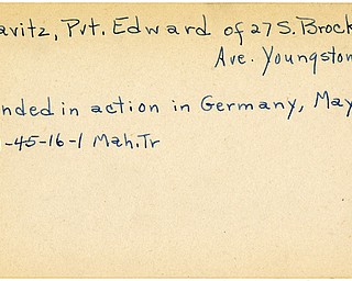 World War II, Vindicator, Edward Ostavitz, Youngstown, wounded, Germany, 1945, Mahoning, Trumbull