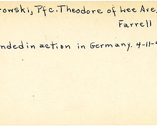 World War II, Vindicator, Theodore Ostrowski, Farrell, wounded, Germany, 1945, Trumbull