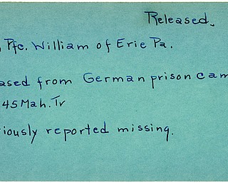 World War II, Vindicator, William Ott, Erie, Pennsylvania, missing, German prison camp, released, liberated, 1945, Mahoning, Trumbull