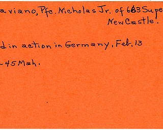 World War II, Vindicator, Nicholas Ottaviano Jr., New Castle, killed, Germany, 1945, Mahoning