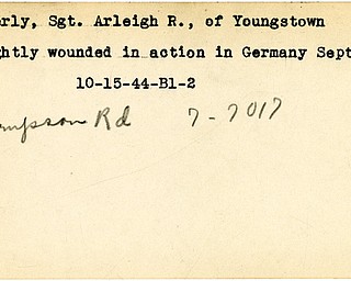 World War II, Vindicator, Arleigh R. Overly, Youngstown, wounded, Germany, 1944