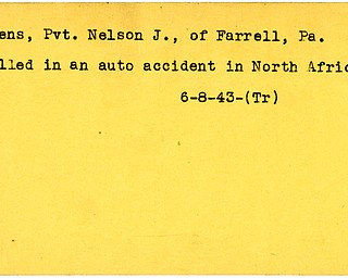 World War II, Vindicator, Nelson J. Owens, Farrell, Pennsylvania, killed, North Africa, 1943, Trumbull