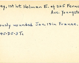 World War II, Vindicator, Holman E. Owney, Youngstown, wounded, France, 1945, Trumbull