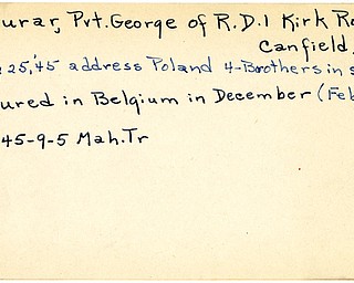 World War II, Vindicator, George Pacurar, Canfield, injured, wounded, Belgium, 1945, Mahoning, Trumbull