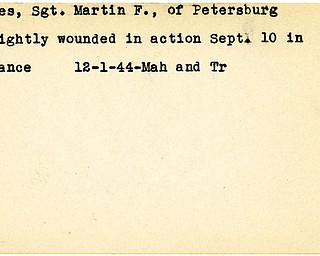 World War II, Vindicator, Martin F. Paes, Petersburg, wounded, France, 1944, Mahoning, Trumbull