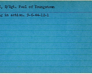 World War II, Vindicator, Paul Pagnac, Youngstown, missing, 1944