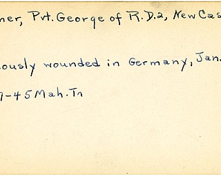 World War II, Vindicator, George Palmer, New Castle, wounded, Germany, 1945, Mahoning, Trumbull