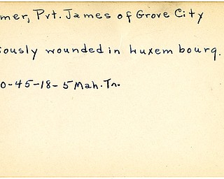 World War II, Vindicator, James Palmer, Grove City, wounded, Luxembourg, 1945, Mahoning, Trumbull