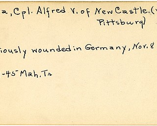 World War II, Vindicator, Alfred V. Papa, New Castle, West Pittsburg, wounded, Germany, 1945, Mahoning, Trumbull