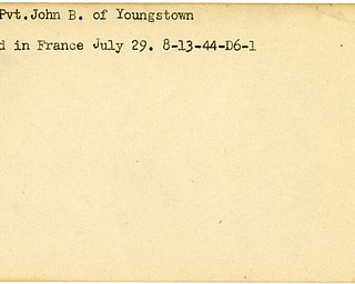 World War II, Vindicator, John B. Pape, Youngstown, wounded, France, 1944