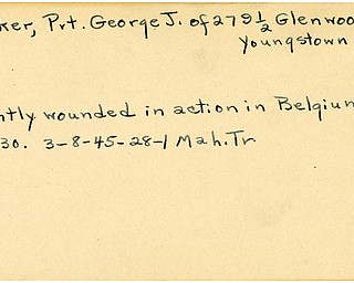 World War II, Vindicator, George J. Parker, Youngstown, wounded, Belgium, 1945, Mahoning, Trumbull