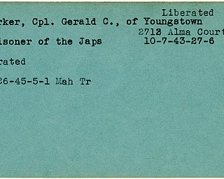 World War II, Vindicator, Gerald C. Parker, Youngstown, prisoner, Japs, Japanese, Japan, liberated, 1945, Mahoning, Trumbull