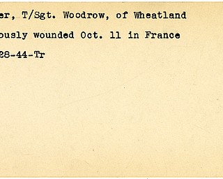 World War II, Vindicator, Woodrow Parker, Wheatland, wounded, France, 1944, Trumbull