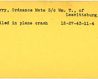 World War II, Vindicator, William T. Parry, Wm. T. Parry, Leavittsburg, Pennsylvania, killed, plane crash, 1943