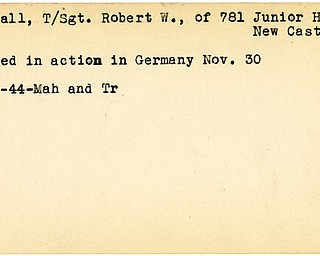 World War II, Vindicator, Robert W. Parshall, New Castle, wounded, Germany, 1944, Mahoning, Trumbull