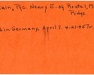 World War II, Vindicator, Henry E. Partain, Mineral Ridge, died, Germany, 1945, Trumbull