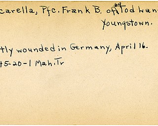 World War II, Vindicator, Frank B. Pascarella, Youngstown, wounded, Germany, 1945, Mahoning, Trumbull