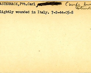 World War II, Vindicator, Carl Pasternack, wounded, Italy, 1944
