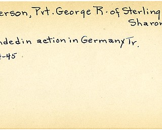 World War II, Vindicator, George R. Patterson, Sharon, wounded, Germany, 1945, Trumbull