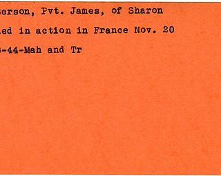 World War II, Vindicator, James Patterson, Sharon, killed, France, 1944, Mahoning, Trumbull