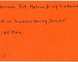World War II, Vindicator, Melvin D. Patterson, Lakemore, Ohio, killed, Luxembourg, 1945, Mahoning