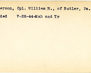 World War II, Vindicator, William R. Patterson, Butler, Pennsylvania, wounded, 1944, Mahoning, Trumbull