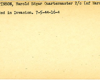 World War II, Vindicator, Harold Edgar Pattinson, Warren, wounded, 1944