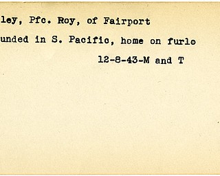 World War II, Vindicator, Roy Pauley, Fairport, wounded, South Pacific, 1943, Mahoning, Trumbull