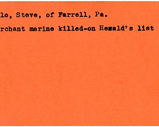 World War II, Vindicator, Steve Paulo, Farrell, Pennsylvania, killed, Hearld's List