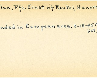 World War II, Vindicator, Ernst Paulun, Hanoverton, wounded, Europe, 1945, Mahoning, Trumbull