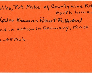 World War II, Vindicator, Mike Pavelko, North Lima, Robert Fullerton, killed, Germany, 1945, Mahoning