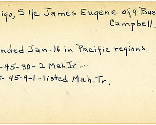 World War II, Vindicator, James Eugene Pavligo, Campbell, wounded, Pacific, 1945, Mahoning, Trumbull