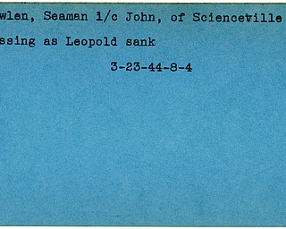 World War II, Vindicator, John Pawlen, Scienceville, missing, Leopold sank, 1944