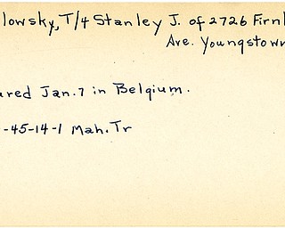 World War II, Vindicator, Stanley J. Pawlowsky, Youngstown, wounded, Belgium, 1945, Mahoning, Trumbull