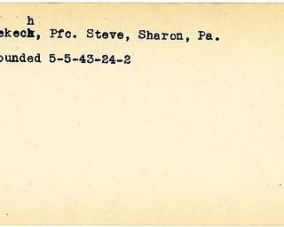 World War II, Vindicator, Steve Pekech, Sharon, Pennsylvania, wounded, 1943