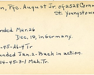 World War II, Vindicator, August Pellin Jr., Youngstown, wounded, Germany, 1945, Mahoning, Trumbull