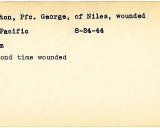 World War II, Vindicator, George Pelton, Niles, wounded, Pacific, wounded second time, 1944