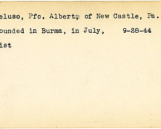 World War II, Vindicator, Albert Peluso, New Castle, Pennsylvania, wounded, Burma, 1944