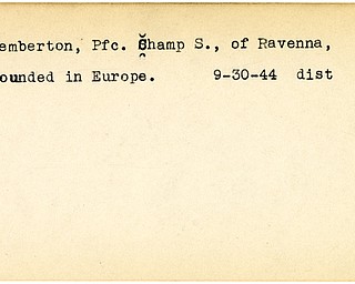 World War II, Vindicator, Champ S. Pemberton, Ravenna, wounded, Europe, 1944, Shamp S. Pemberton