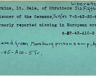 World War II, Vindicator, Dale Perkins, Struthers, missing, Europe, prisoner, Germans, Germany, released, liberated, Moosburg prison camp, 1943, 1945, Trumbull