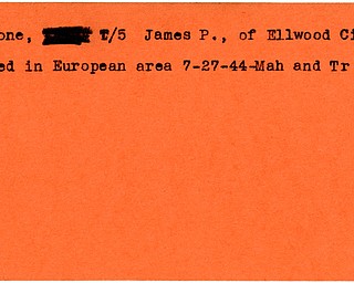 World War II, Vindicator, James P. Perrone, Ellwood City, killed, Europe, 1944, Mahoning, Trumbull