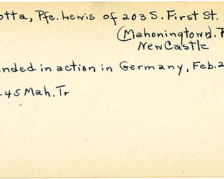 World War II, Vindicator, Lewis Perrotta, New Castle, Mahoningtown, Pennsylvania, wounded, Germany, 1945, Mahoning, Trumbull