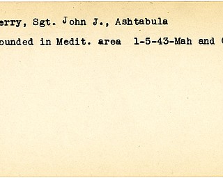 World War II, Vindicator, John J. Perry, Ashtabula, wounded, Mediterranean, 1943, Mahoning