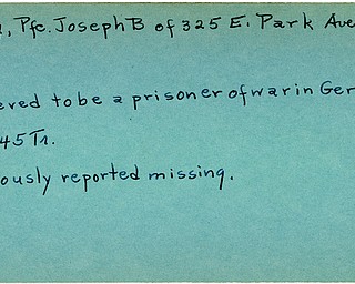 World War II, Vindicator, Joseph B. Perry, Niles, missing, prisoner, Germany, 1945, Trumbull