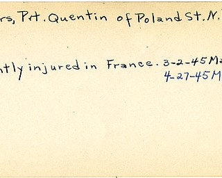 World War II, Vindicator, Quentin Peters, North Lima, injured, wounded, France, 1945, Mahoning