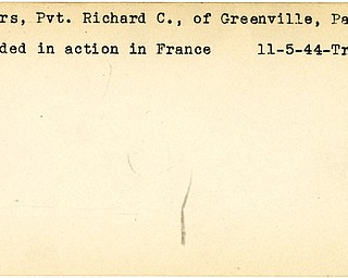 World War II, Vindicator, Richard C. Peters, Greenville, Pennsylvania, wounded, France, 1944, Trumbull