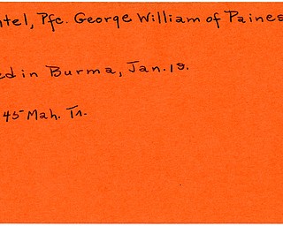 World War II, Vindicator, George William Pethtel, Painesville, killed, Burmal, 1945, Mahoning, Trumbull