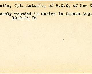 World War II, Vindicator, Antonio Petrella, New Castle, wounded, France, 1944, Trumbull