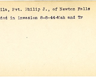 World War II, Vindicator, Philip J. Petrila, Newton Falls, wounded, 1944, Mahoning, Trumbull